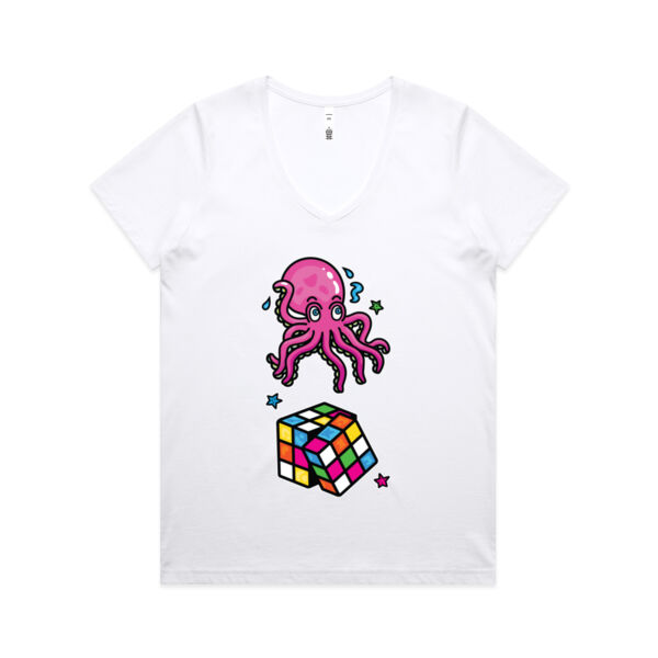 Octo Cube - Pink - AS Colour - Women's Maple V Neck Tee Thumbnail