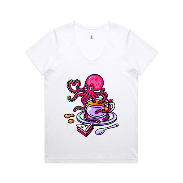 Octopied with Tea - AS Colour - Women's Maple V Neck Tee Thumbnail