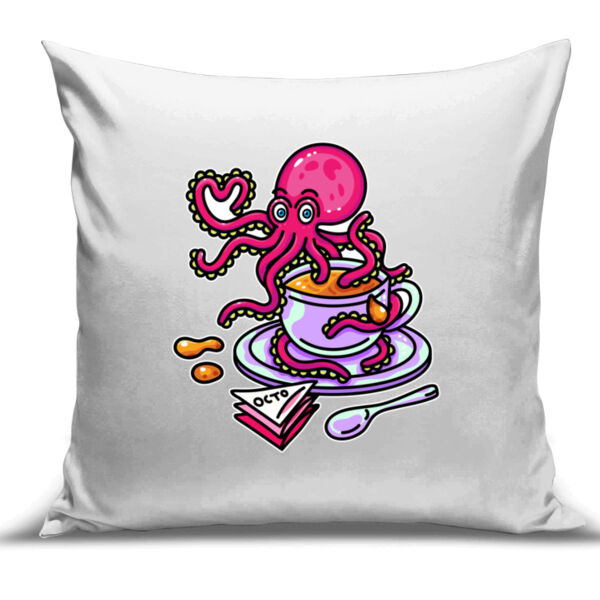 Octopied with Tea - Cushion Cover - 100% Linen Thumbnail