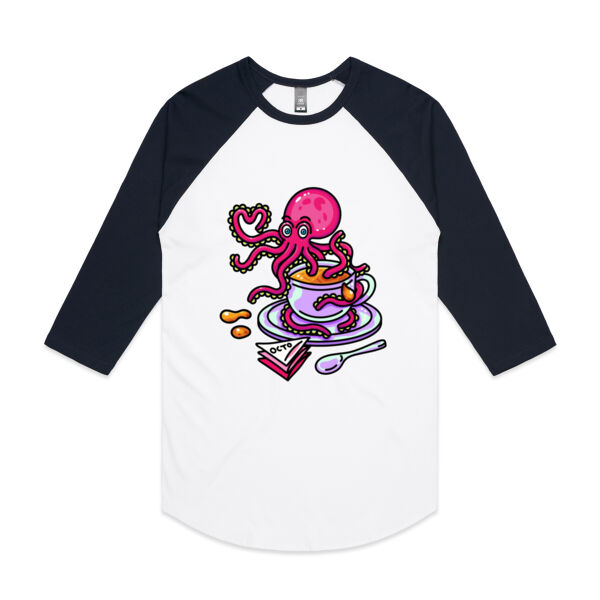 Octopied with Tea - AS Colour - 3/4 Raglan Baseball Sleeve Tee Thumbnail