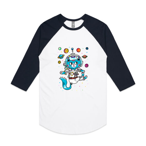 Space Cat V1 - AS Colour - 3/4 Raglan Baseball Sleeve Tee Thumbnail