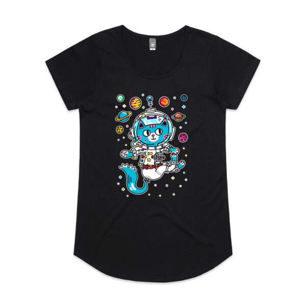 Space Cat V1 - AS Colour - Women's 'Mali' Scoop Tee Thumbnail