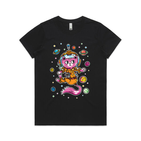 Space Cat V2 - AS Colour - Women's  Maple ORGANIC Tee Thumbnail