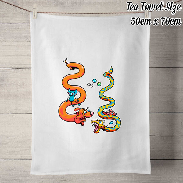 Stretch & Slither - 100% Linen Tea Towel - Off White Thumbnail