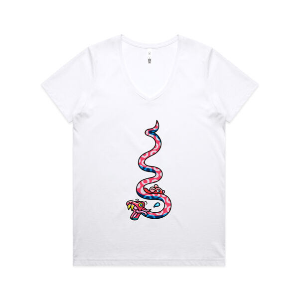 Slippery Snake V2 - AS Colour - Women's Maple V Neck Tee Thumbnail