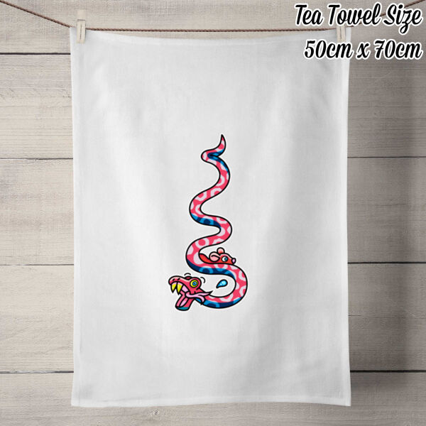 Slippery Snake V2 - 100% Linen Tea Towel - Off White Thumbnail