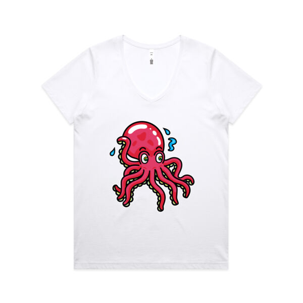Octo in Red - AS Colour - Women's Maple V Neck Tee Thumbnail