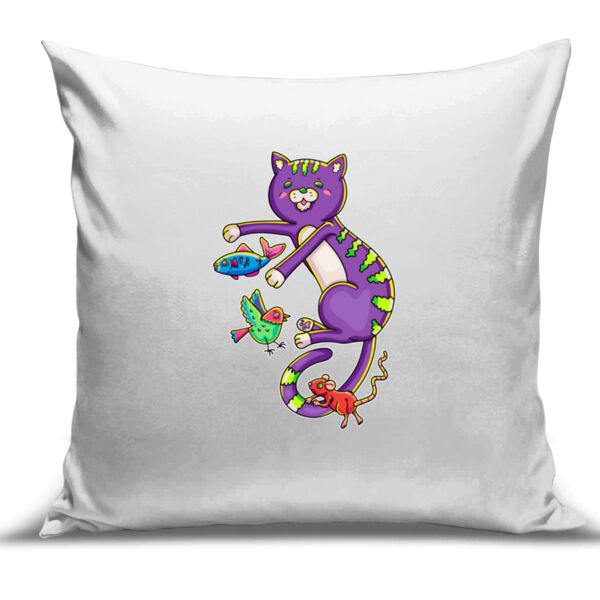 Purple Cat & Friends - Cushion Cover - 100% Linen Thumbnail