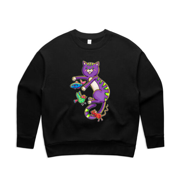 Purple Cat & Friends - AS Colour - Women's Relax Crew Thumbnail