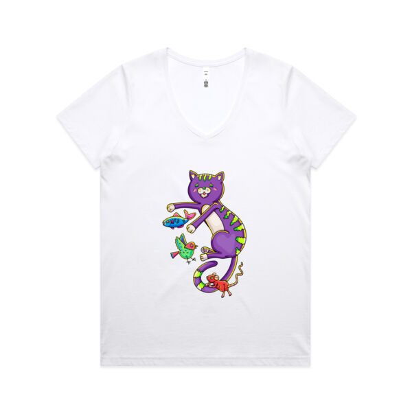 Purple Cat & Friends - AS Colour - Women's Maple V Neck Tee Thumbnail