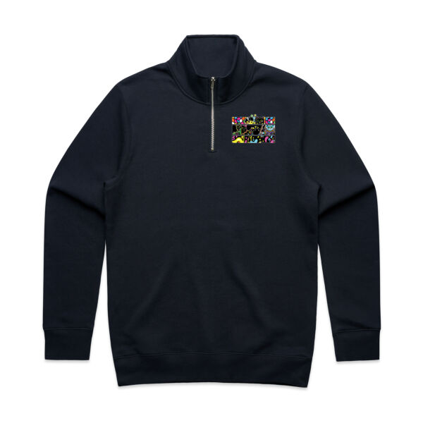 Fluro Cat Universe - AS Colour - Mens Stencil Half Zip  Thumbnail