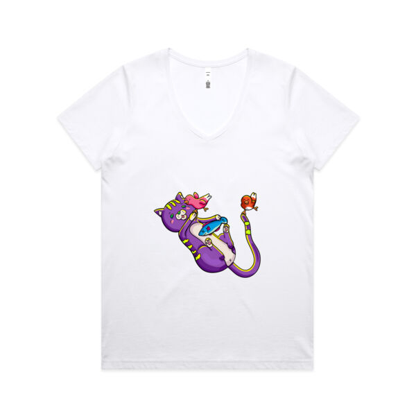 Purple Cat - AS Colour - Women's Maple V Neck Tee Thumbnail