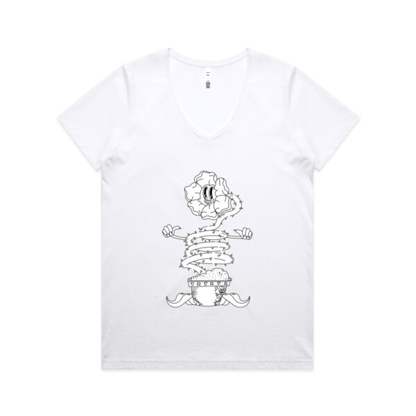 Happy Sentient Flower - AS Colour - Women's Maple V Neck Tee Thumbnail