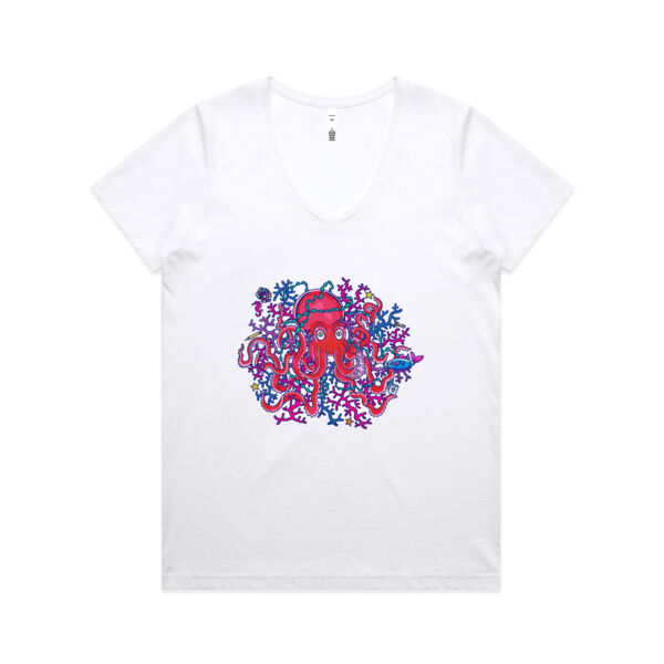 Tangled Octopus - AS Colour - Women's Maple V Neck Tee Thumbnail