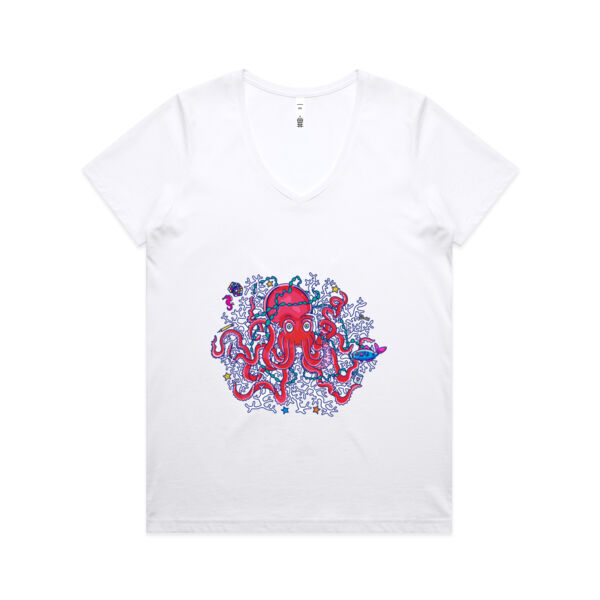Tangled Octopus V2 - AS Colour - Women's Maple V Neck Tee Thumbnail