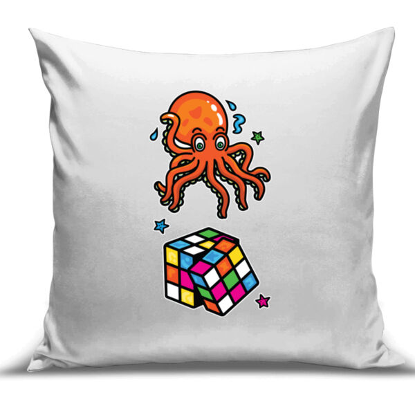 Octo Cube - Orange - Cushion Cover - 100% Linen Thumbnail