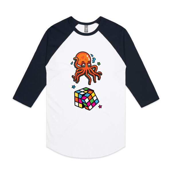 Octo Cube - Orange - AS Colour - 3/4 Raglan Baseball Sleeve Tee Thumbnail
