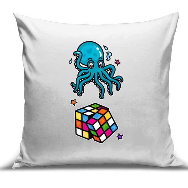Octo Cube - Blue - Cushion Cover - 100% Linen Thumbnail
