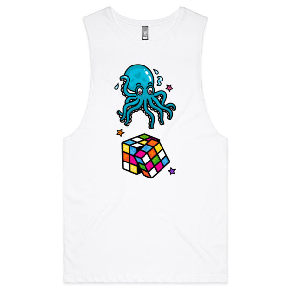 Octo Cube - Blue - AS Colour - Barnard Tank Top - Muscle Tee Thumbnail