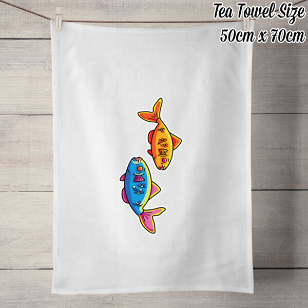 Feelin Fishy - 100% Linen Tea Towel - Off White Thumbnail