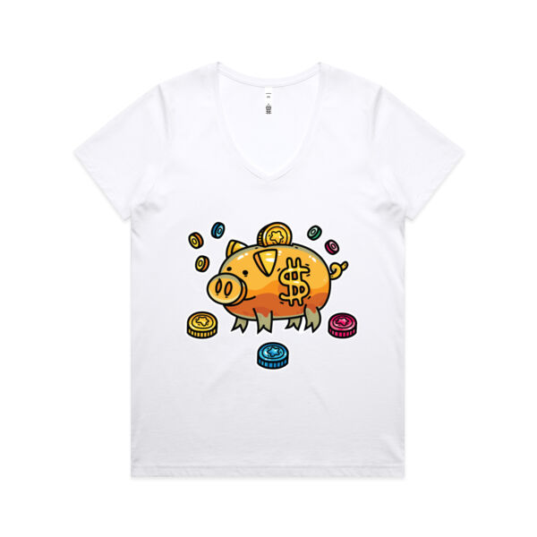 This Little Piggy Bank - AS Colour - Women's Maple V Neck Tee Thumbnail