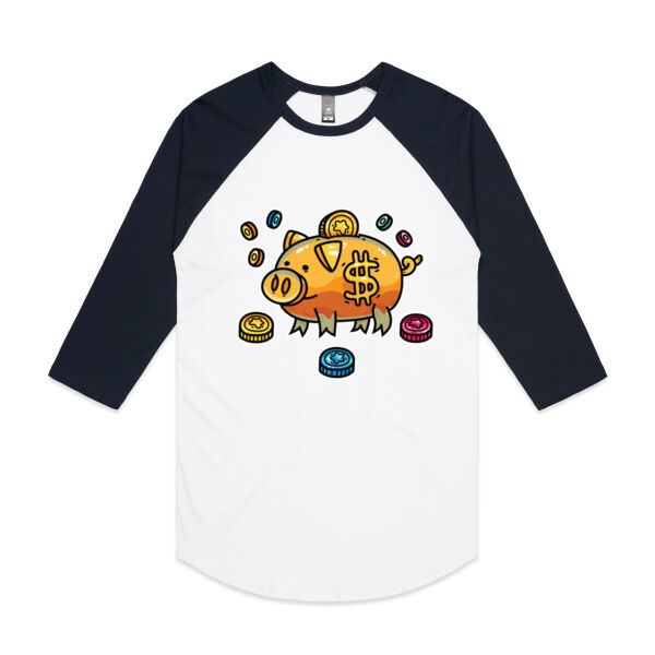 This Little Piggy Bank - AS Colour - 3/4 Raglan Baseball Sleeve Tee Thumbnail