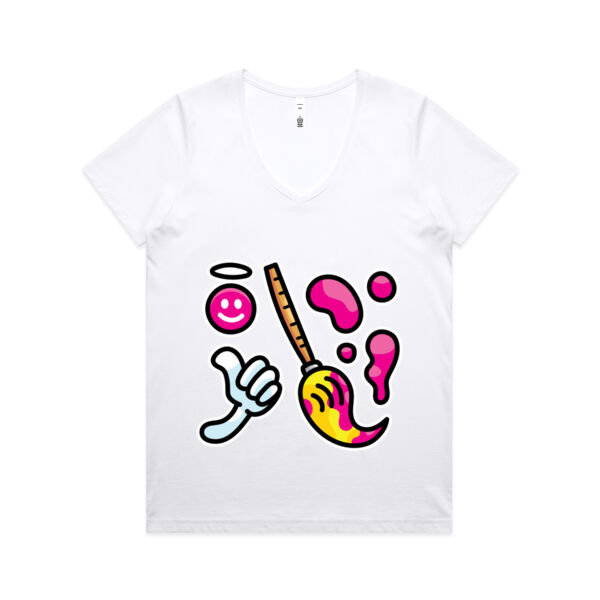 Brush with Happiness - AS Colour - Women's Maple V Neck Tee Thumbnail