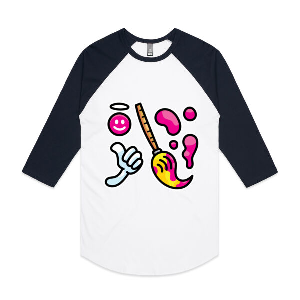 Brush with Happiness - AS Colour - 3/4 Raglan Baseball Sleeve Tee Thumbnail