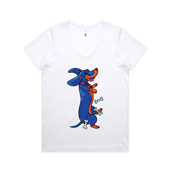 Sausage Dog - Black&Tan - AS Colour - Women's Maple V Neck Tee Thumbnail