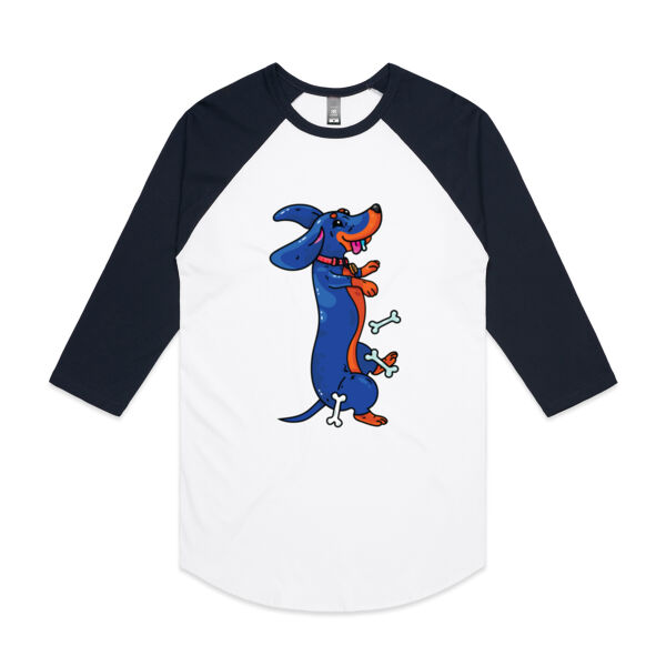 Sausage Dog - Black&Tan - AS Colour - 3/4 Raglan Baseball Sleeve Tee Thumbnail