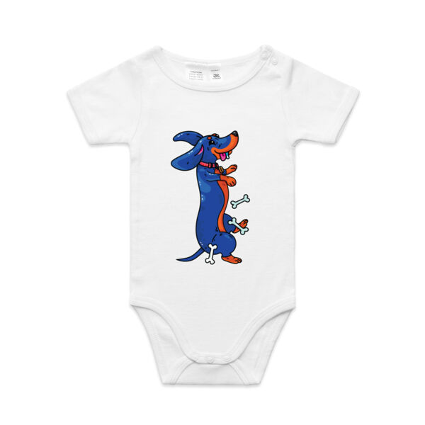 Sausage Dog - Black&Tan - AS Colour - Baby 'Mini-me' Onesie Romper Thumbnail