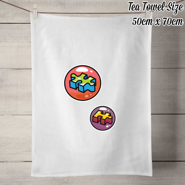 Puzzle Bubble - 100% Linen Tea Towel - Off White Thumbnail