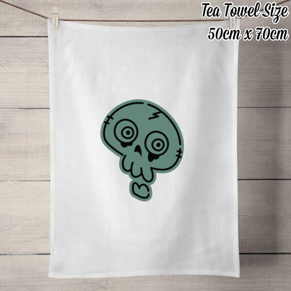 Digital Skelly - 50% Linen Tea Towel - White Thumbnail