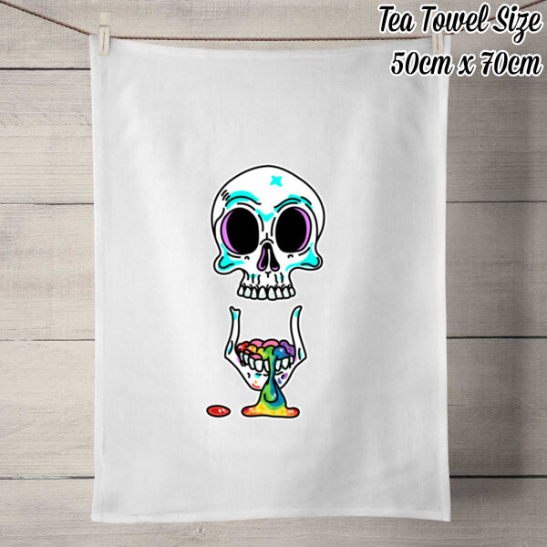 Spouting Rainbows - 100% Linen Tea Towel - Off White Thumbnail