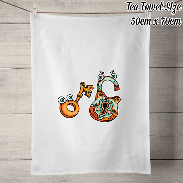 Lock & Key - 100% Linen Tea Towel - Off White Thumbnail