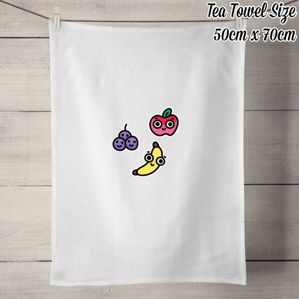 Eat me! - Fruity - 100% Linen Tea Towel - Off White Thumbnail