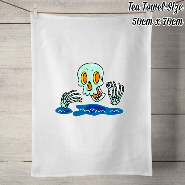 This is Skel-o-ween! - 100% Linen Tea Towel - Off White Thumbnail