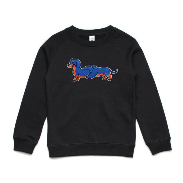Sausage Dog - Pretzel Black & Tan - AS Colour - Youth Supply Crew Sweatshirt Thumbnail