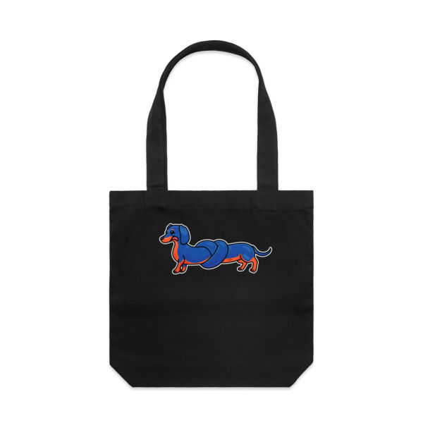 Sausage Dog - Pretzel Black & Tan - AS Colour - Canvas Tote 'Carrie' Bag  Thumbnail