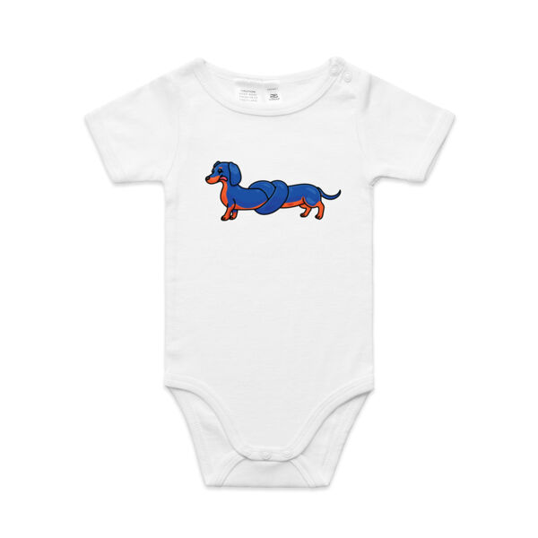 Sausage Dog - Pretzel Black & Tan - AS Colour - Baby 'Mini-me' Onesie Romper Thumbnail