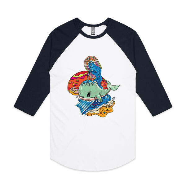 A Whale of a Time - AS Colour - 3/4 Raglan Baseball Sleeve Tee Thumbnail