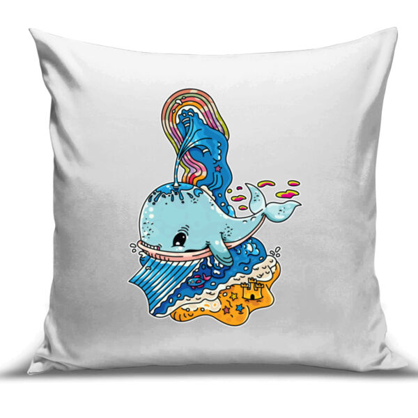 A Whale of a Time - Blue Version - Cushion Cover - 100% Linen Thumbnail