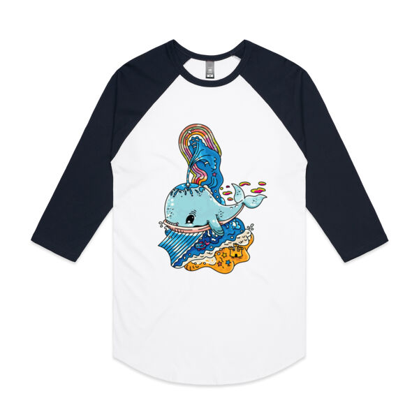 A Whale of a Time - Blue Version - AS Colour - 3/4 Raglan Baseball Sleeve Tee Thumbnail