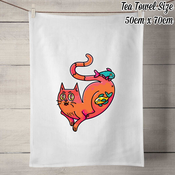 Purrfect Friendships - 50% Linen Tea Towel - White Thumbnail