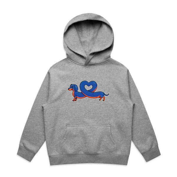 Sausage Dog - Stretch Heart - Black & Tan - AS Colour - Youth Relax Hood Thumbnail