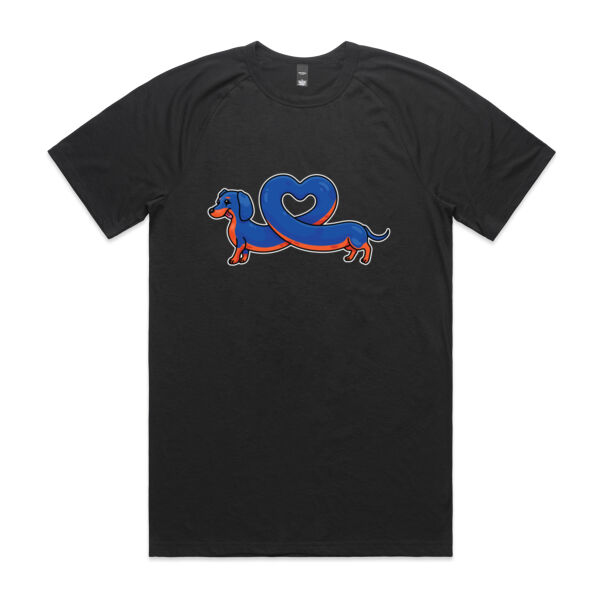 Sausage Dog - Stretch Heart - Black & Tan - AS Colour - Staple Active Blend Tee Thumbnail