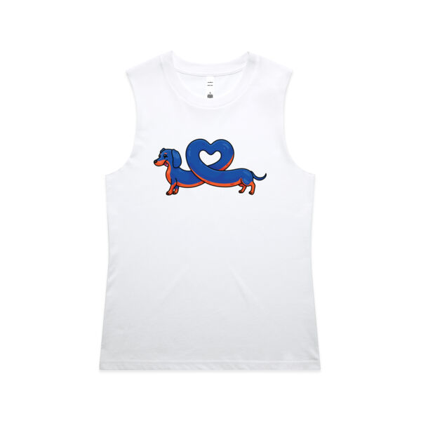 Sausage Dog - Stretch Heart - Black & Tan - AS Colour - Women's Maple Tank Thumbnail