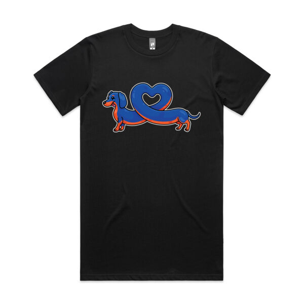 Sausage Dog - Stretch Heart - Black & Tan - AS Colour - Classic Plus Tee  Thumbnail