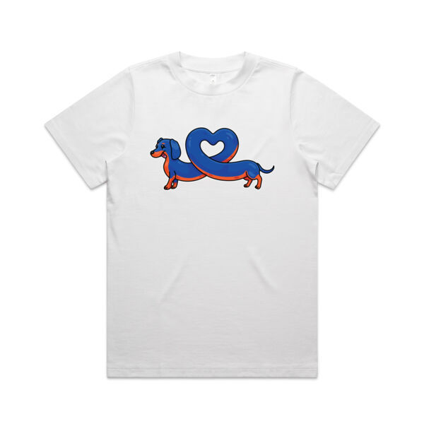 Sausage Dog - Stretch Heart - Black & Tan - AS Colour - Women's Heavy Tee Thumbnail