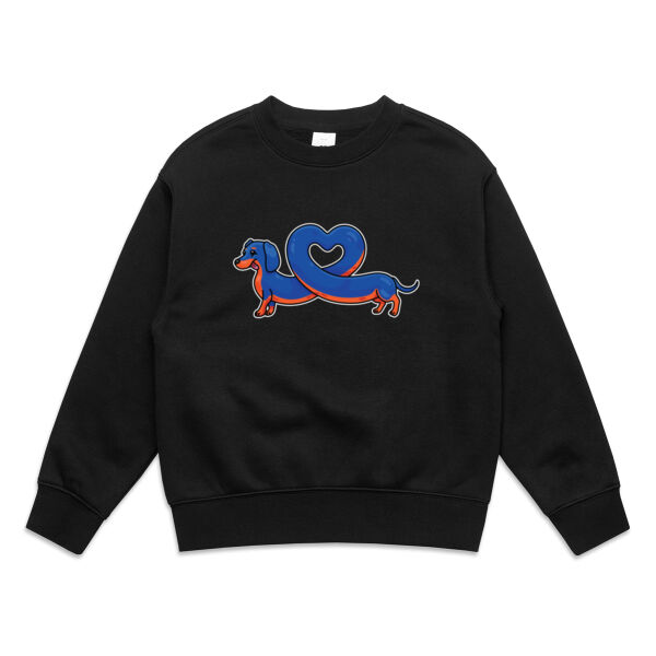Sausage Dog - Stretch Heart - Black & Tan - AS Colour - Kids Relax Crew Thumbnail